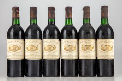 null 6 bouteilles CHÂTEAU MARGAUX 1980 1er GCC Margaux

Niveaux : 3 très léger bas

Etiquettes...