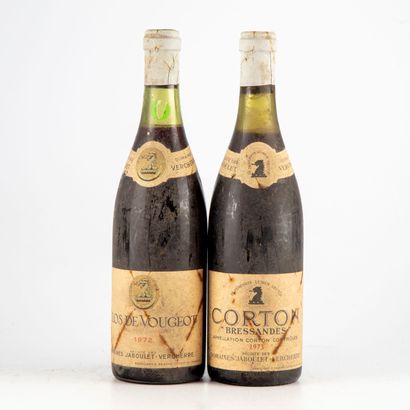 null 2 bottles : 1 CLOS DE VOUGEOT 1972 Domaine Jaboulet Verchères, 1 CORTON 1973...