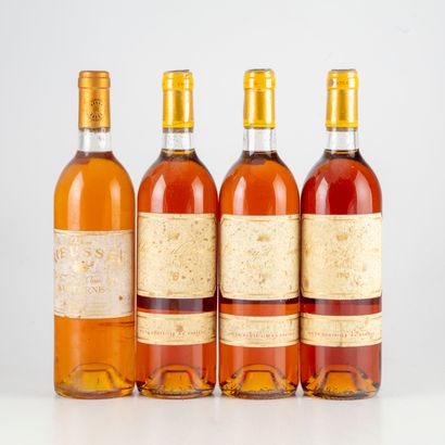 null 4 bottles : 1 CHÂTEAU RIEUSSEC (illegible vintage) 1 Cru Sauternes, 3 CHÂTEAU...
