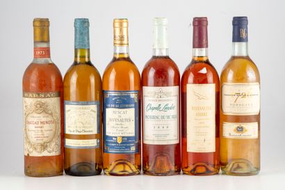 null 6 bottles of which : 1 bottle RIVESALTES AMABRE 1996 (label slightly torn and...