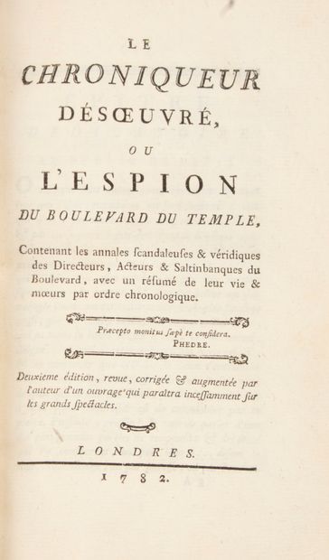 null Spectacles]. [MAYEUR DE SAINT PAUL]. Le chroniqueur désoeuvré, ou l'Espion du...