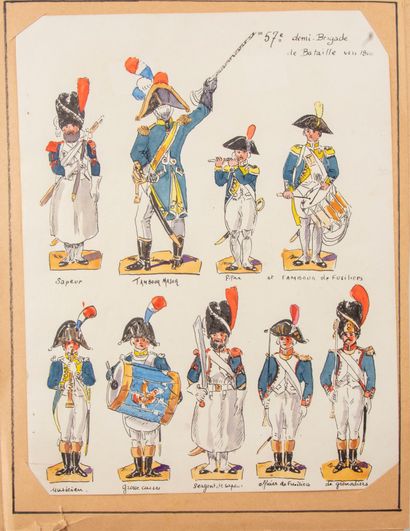 null Lot of plates, some watercoloured, on the First Empire : Bueno. Rommel and Bouteaud...