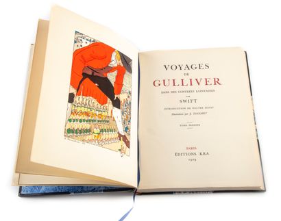 null TOUCHET. SWIFT (Jonathan). Gulliver's travels. Paris, Kra, 1930. 4 volumes in-4,...