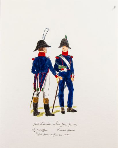 null DOMANGE. 13e hussards. Avec planches couleurs - Armée impériale. 24 pl. couleurs...