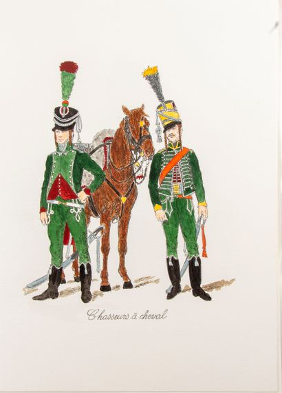 null DOMANGE. 13e hussards. Avec planches couleurs - Armée impériale. 24 pl. couleurs...