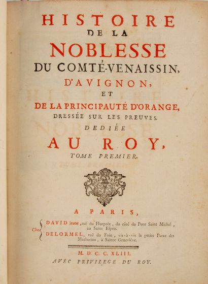 null PITHON-CURT (Jean-Antoine). History of the nobility of the County-Venaissin,...