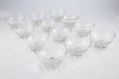 null Set of twelve glass fruit bowls with pearl decoration 

Diameter: about 9,5...