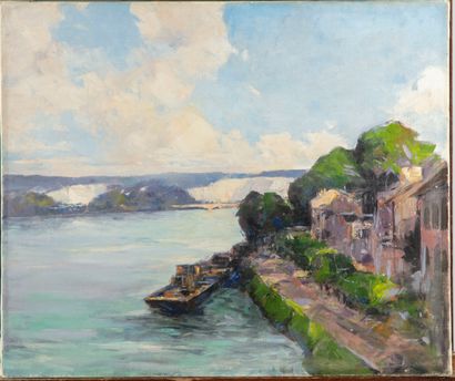 LAUNAY Attribué à Léon LAUNAY (1890-1956)

La Seine à Mantes

Huile sur toile

45...
