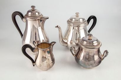 null Service à thé et café en métal argenté et prises en bois. Style XVIIIe