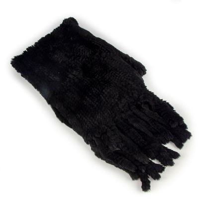 null Grande écharpe en lapin tricoté noir