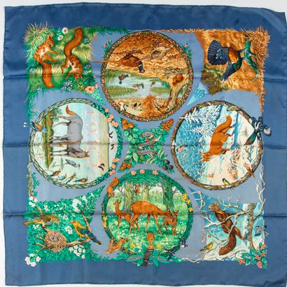 HERMES HERMES - Paris

Printed silk square, titled "The Four Seasons", signed R....