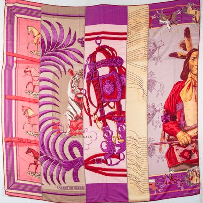 HERMES HERMES - Paris 
Cashmere and printed silk shawl, titled "Carré en carrés 
Perfect...