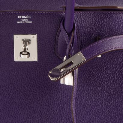 HERMES HERMES - Paris 
Birkin 30 bag in Togo calfskin, Iris color, silver plated...