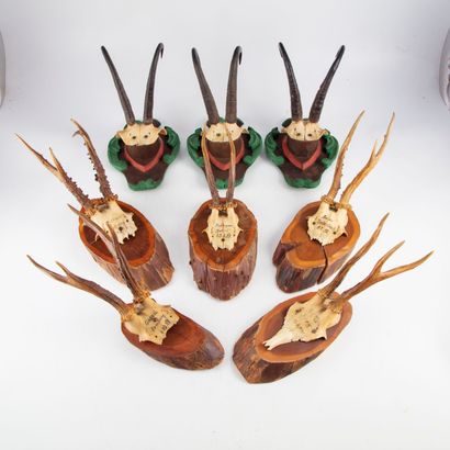 null Ensemble de huit petits trophées de chasse bavarois