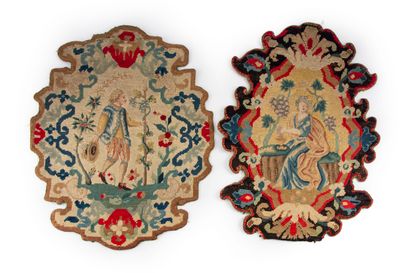 null Lot of four tapestries in the small point, old garniture of seat in decoration...