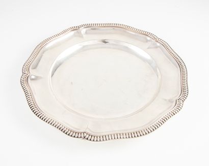 Silver plated dish with gadrooned edge 
D....
