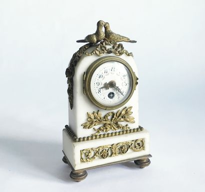 Small white marble clock with gilt brass...