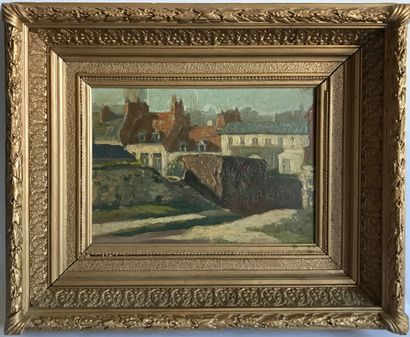 ECOLE FRANCAISE FRENCH SCHOOL, early 20th century

Landscape with houses 

Oil on...
