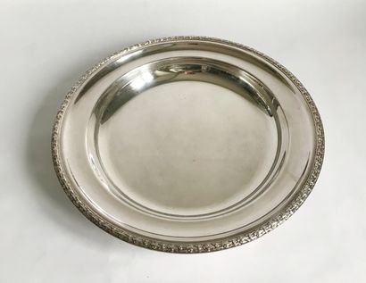 Large round hollow dish in silver plated...