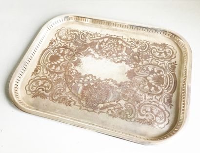 Large metal serving tray with engraved bottom...