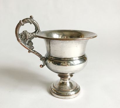 Cup on pedestal of baluster form out of silver...