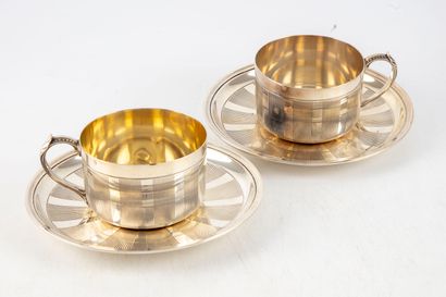 Set of 2 silver cups and saucers in the Art...