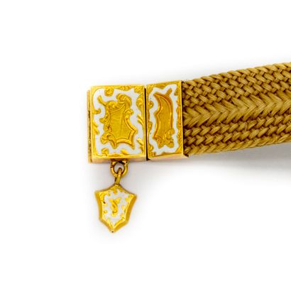 null Hair bracelet, enamelled gold clasp

19th century