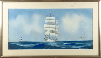 HAFFNER Léon HAFFNER (1881-1972)

Three-master at sea

Gouache, signed lower right...