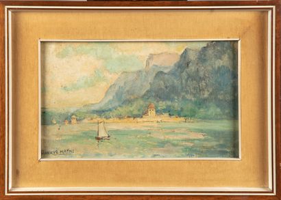 Hervé MATHE Hervé MATHE (1868 - 1953)

The lake of Annecy 

Oil on panel, signed...