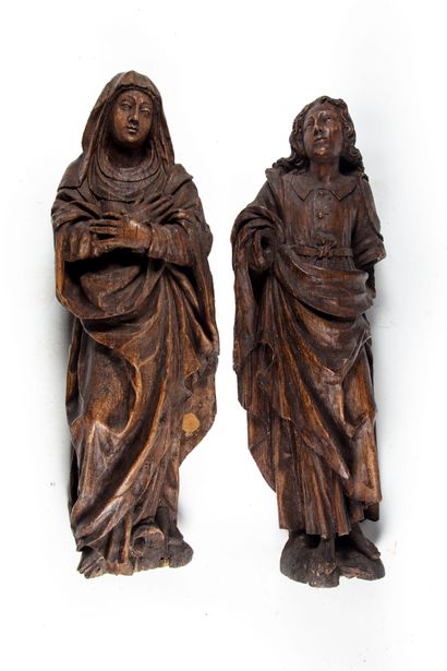 Virgin and Saint John of Calvary in carved...