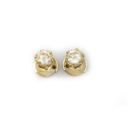 Pair of white gold earrings set with old...