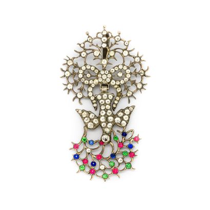 null Pendant Holy Spirit decorated with Alençon stones and colored stones