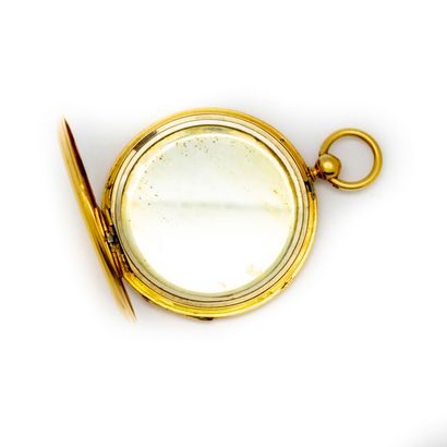 null Boitier de montre en or jaune à l'intérieur un miroir, le boitier gravé du chiffre...
