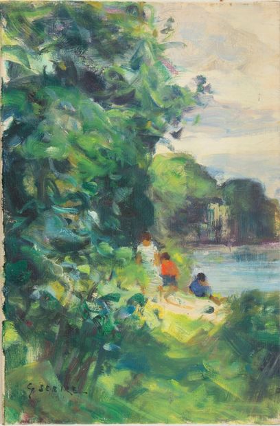 Gaston SEBIRE Gaston SEBIRE (1920-2001)

Children by the river

Oil on canvas

32...