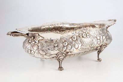 Planter in silver embossed with flowering...