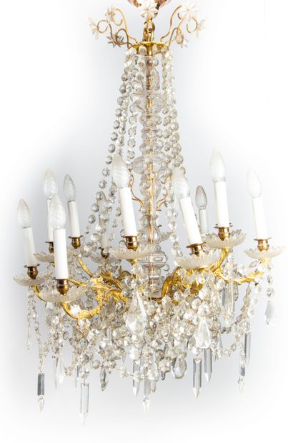 Important chandelier with glass structure,...