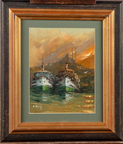ÉCOLE TURQUE TURKISH SCHOOL (XXth)


Boats at the quay at sunset


Oil on canvas,...