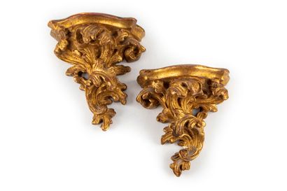 Pair of gilded plaster rocaille style sconces...