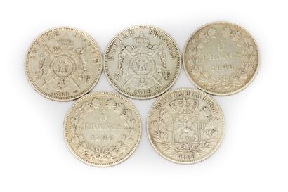 null Ensemble de 5 pièces comprenant : 


- 2 pièces de 5 francs Louis Philippe I...