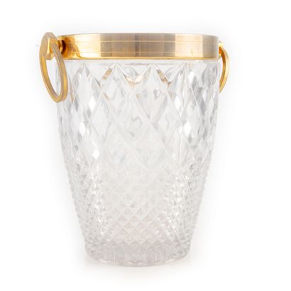 Ice bucket in molded glass with diamond point...