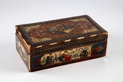 Small wooden box decorated on a lacquered...