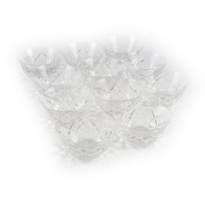 SAINT LOUIS SAINT LOUIS


Eleven cups in cut crystal


Diameter: 11,5 cm


Accid...