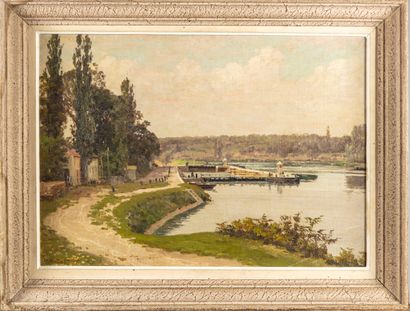 null William Baptiste BAIRD (1847-1917)

Bord de fleuve, le ponton

Huile sur isorel,...