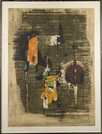 null Johnny FRIEDLAENDER (1912-1992)

Composition aux trois éléments

Lavis d'encre...