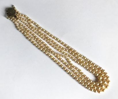 null Necklace with three rows of pearls in fall. Silver clasp.

Accident
