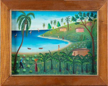 null R. HECTOR - ECOLE HAITIENNE du XXe

Haiti - Vue d'une Baie 

Huile sur toile,...