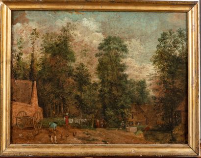 ECOLE FRANÇAISE DU XIXe FRENCH SCHOOL of the 19th century 

The village 

Oil on...