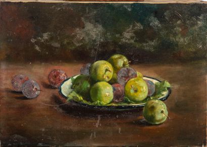 null 20th century FRENCH SCHOOL 

Still life with apples and plums

Oil on canvas

32,5...