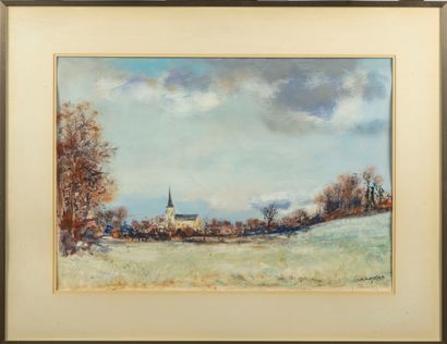 CRAMOYSAN Marcel CRAMOYSAN (1915-2017)

Winter landscape in Normandy

Oil on cardboard,...