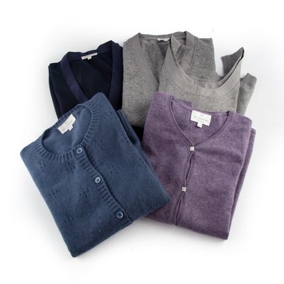 BOMPARD Eric BOMPARD 

Three buttoned cardigans and a small cashmere sleeveless sweater

Size...
